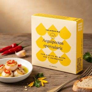 Przegrzebki królewskie Premium w oliwie z oliwek z czosnkiem i chilli 110g